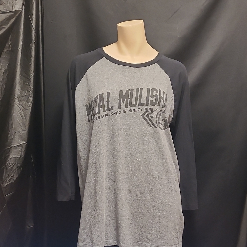 Metal Mulisha Men's Charcoal and Black Long Sleeve Tee